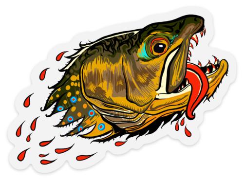 Badgers Water Wolf - Brook Trout - Clear Sticker - Quietforest 