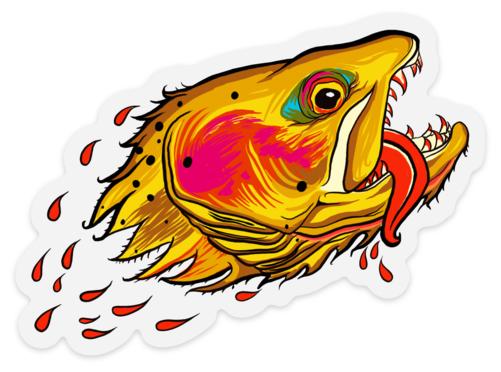 Badgers Water Wolf - Cutthroat Trout - Clear Sticker - Quietforest 