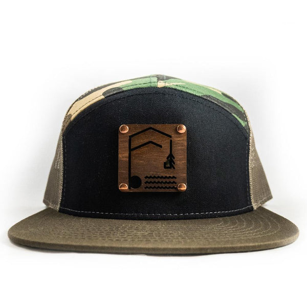 Geometric Foundry - Wooden Patch - 7 Panel Trucker Hat